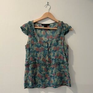 100% Silk Sheer Marc Jacobs Cherry Print Blouse